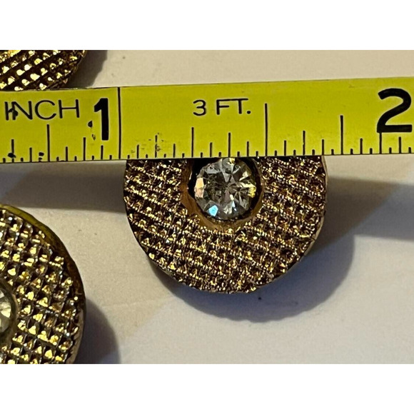 12 Black Glass Buttons Le Chic Art Deco Gold Rhinestone Vintage - Picture 2 of 3